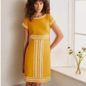 Boden Laura Linen Embroidered Dress | Tuscan Sun Yellow | US16/18R